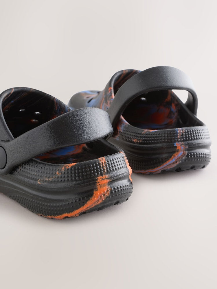 Orange/Black Marble Clogs