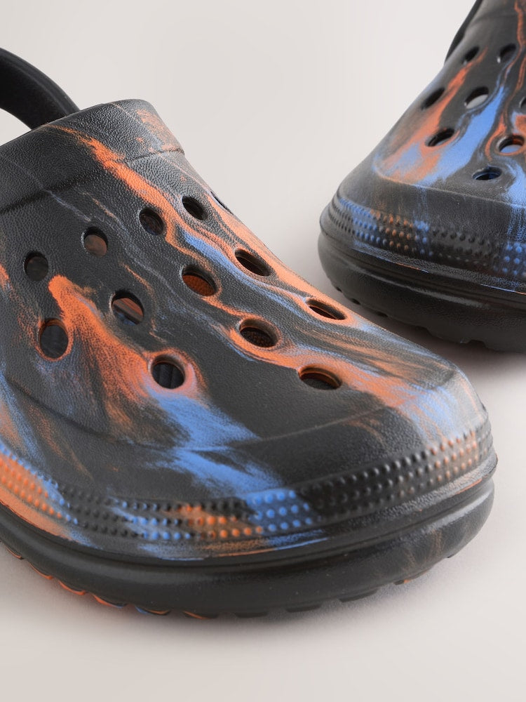Orange/Black Marble Clogs