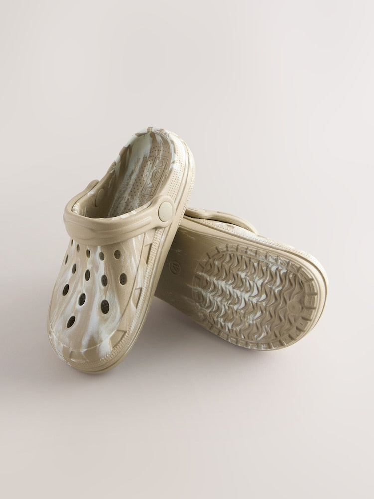 Neutral Marble Clogs