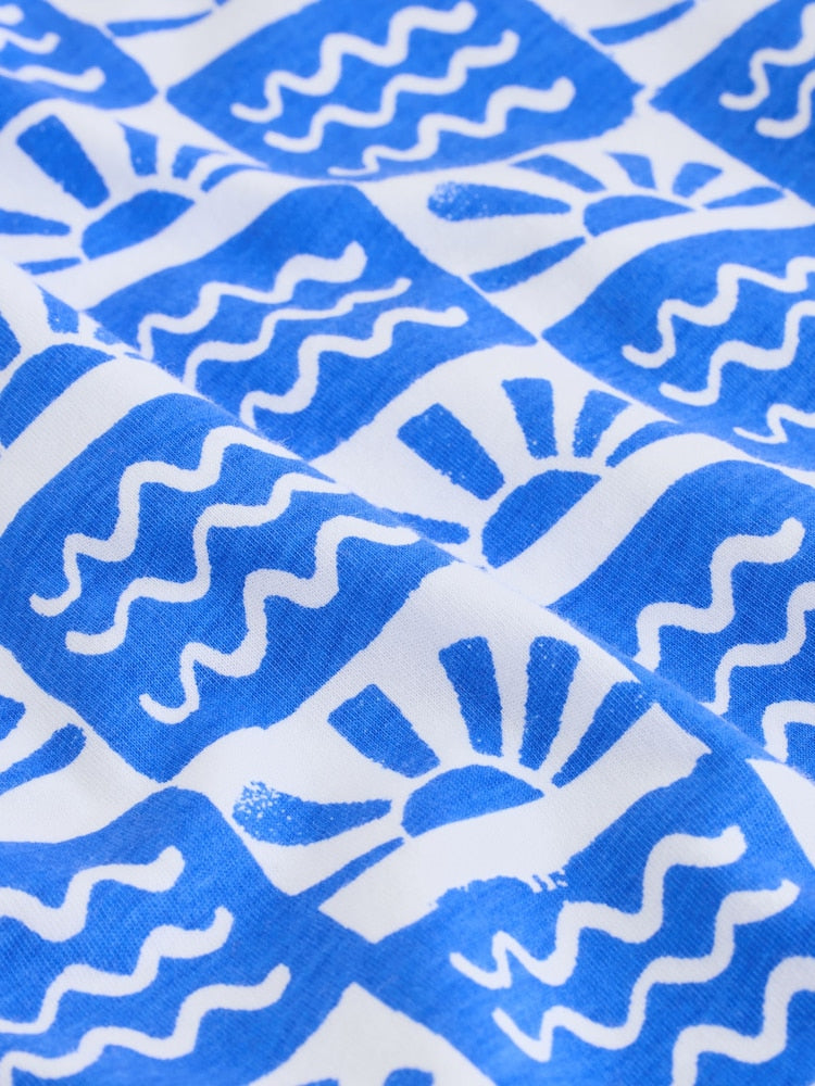 Blue Waves Checkerboard 0.5 Tog Sleeveless Baby Sleep Bag