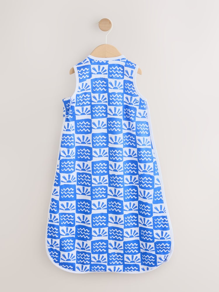 Blue Waves Checkerboard 0.5 Tog Sleeveless Baby Sleep Bag