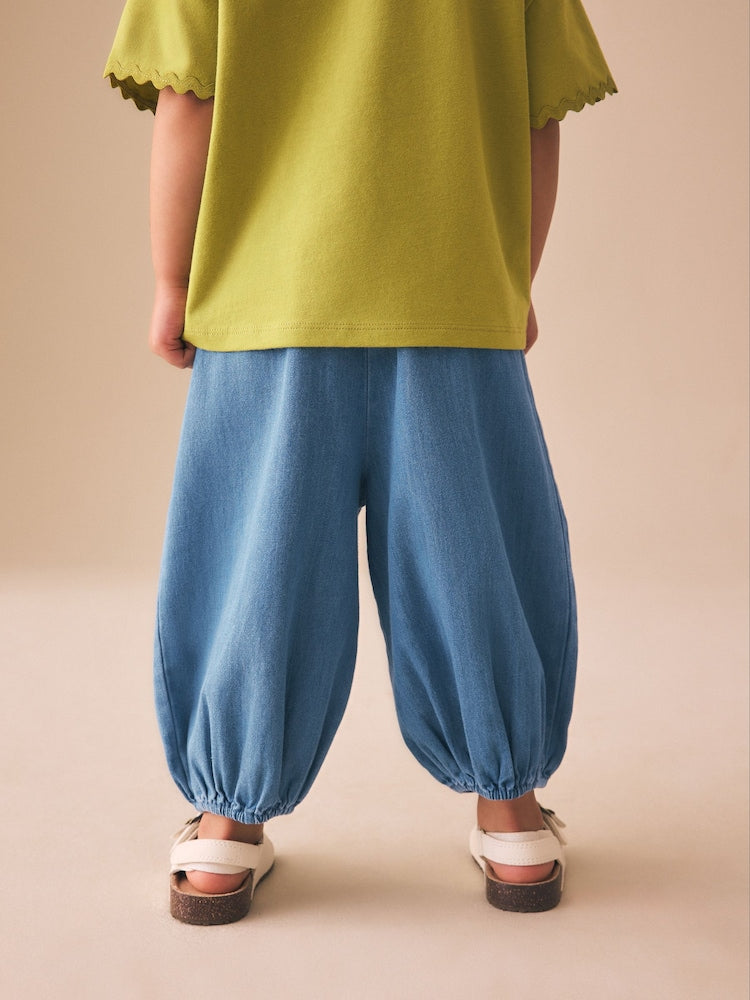 Mid Blue Denim Cuffed Pullon Trousers (3mths-7yrs)