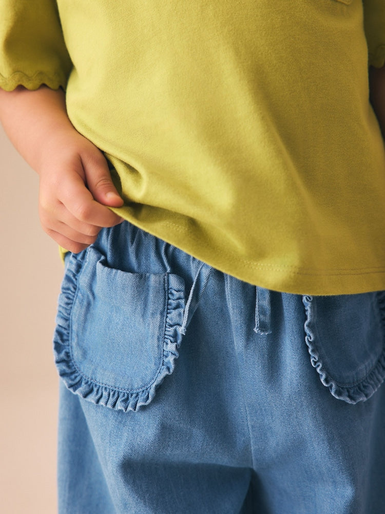 Mid Blue Denim Cuffed Pullon Trousers (3mths-7yrs)