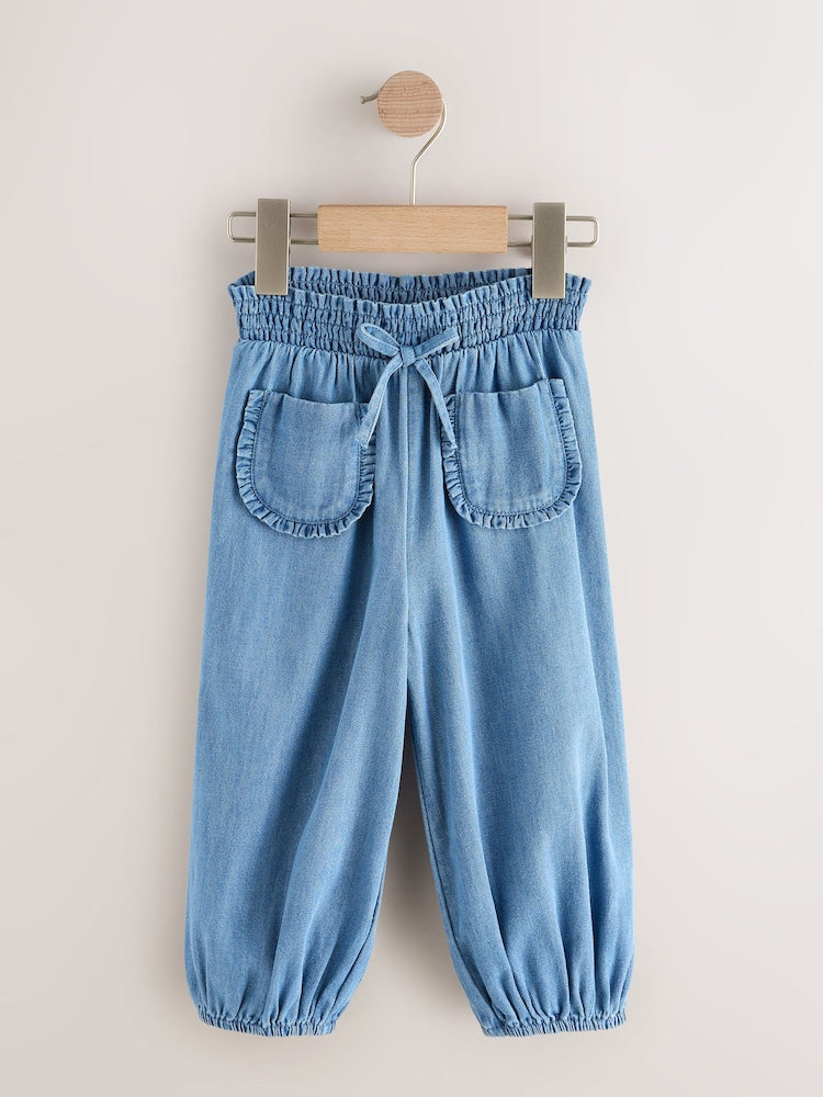 Mid Blue Denim Cuffed Pullon Trousers (3mths-7yrs)
