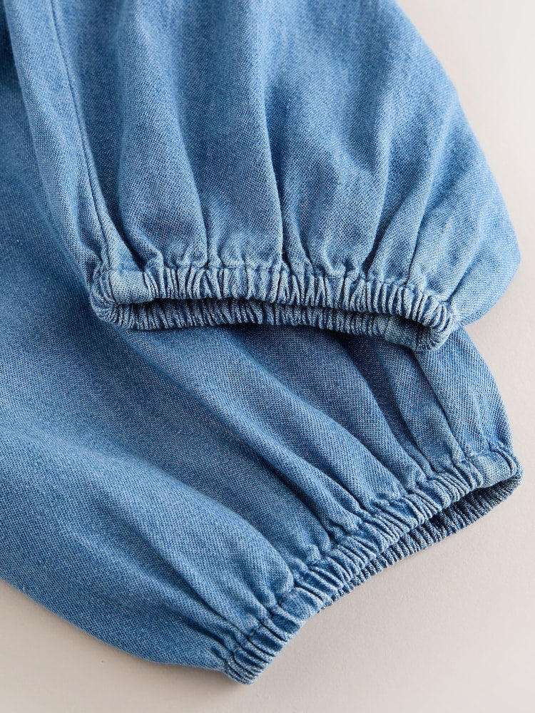 Mid Blue Denim Cuffed Pullon Trousers (3mths-7yrs)