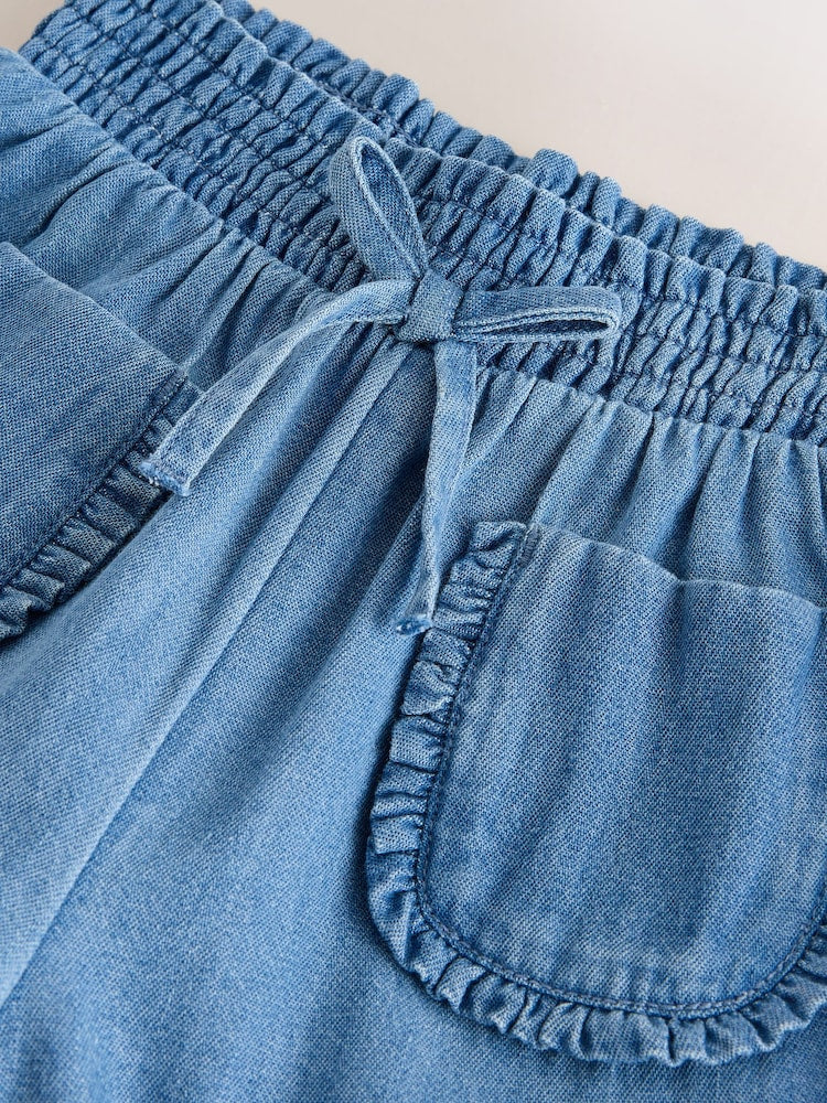 Mid Blue Denim Cuffed Pullon Trousers (3mths-7yrs)
