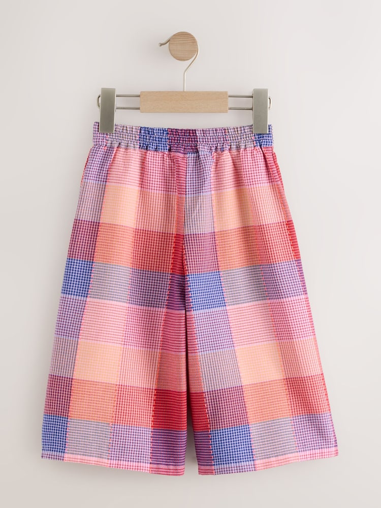 Bright Pink Multi Check Pullon Barrel Trousers (3mths-7yrs)