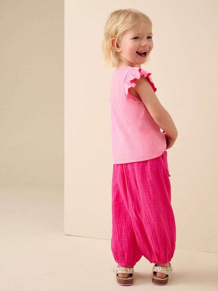 Bright Pink Pull On Trousers (3mths-7yrs)