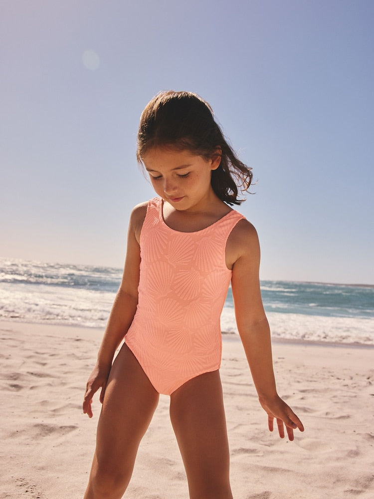 Orange Shell Crinkle Swimsuit (3-16yrs)
