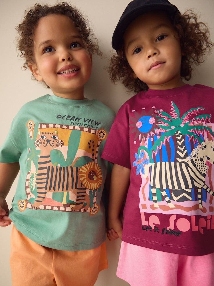 Purple/Orange Top & Shorts Set 2 Pack (3mths-7yrs)