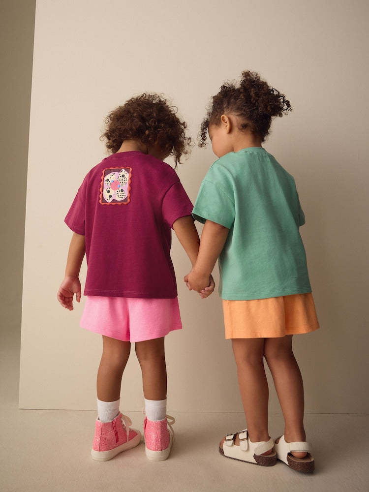 Purple/Orange Top & Shorts Set 2 Pack (3mths-7yrs)