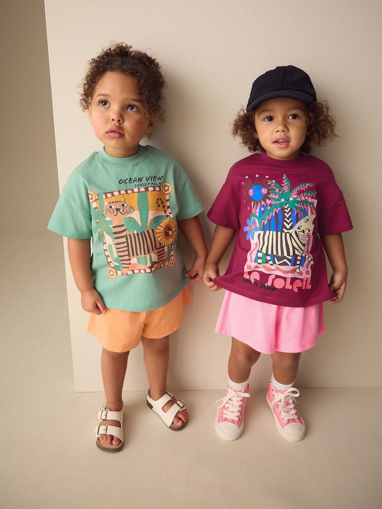 Purple/Orange Top & Shorts Set 2 Pack (3mths-7yrs)