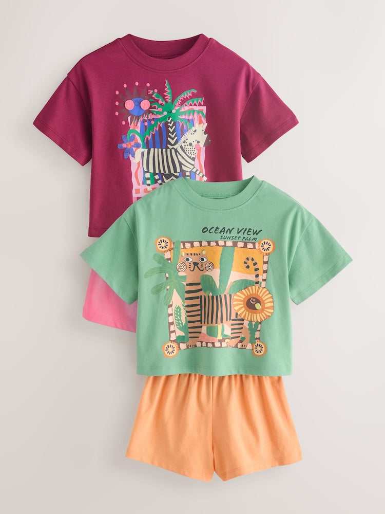 Purple/Orange Top & Shorts Set 2 Pack (3mths-7yrs)