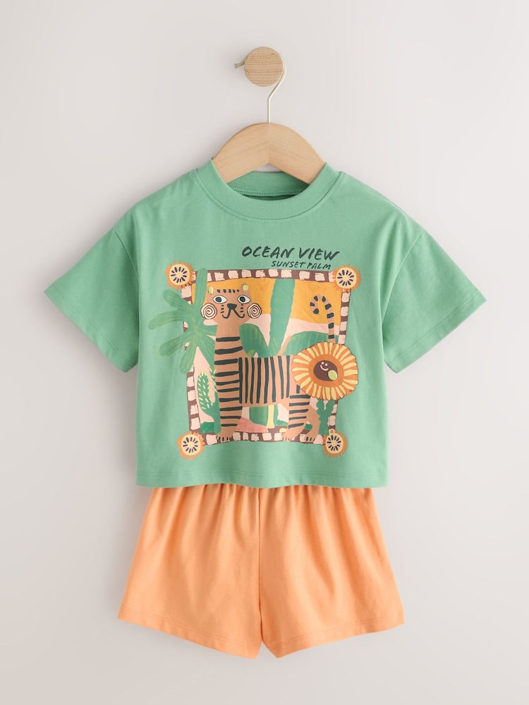 Purple/Orange Top & Shorts Set 2 Pack (3mths-7yrs)