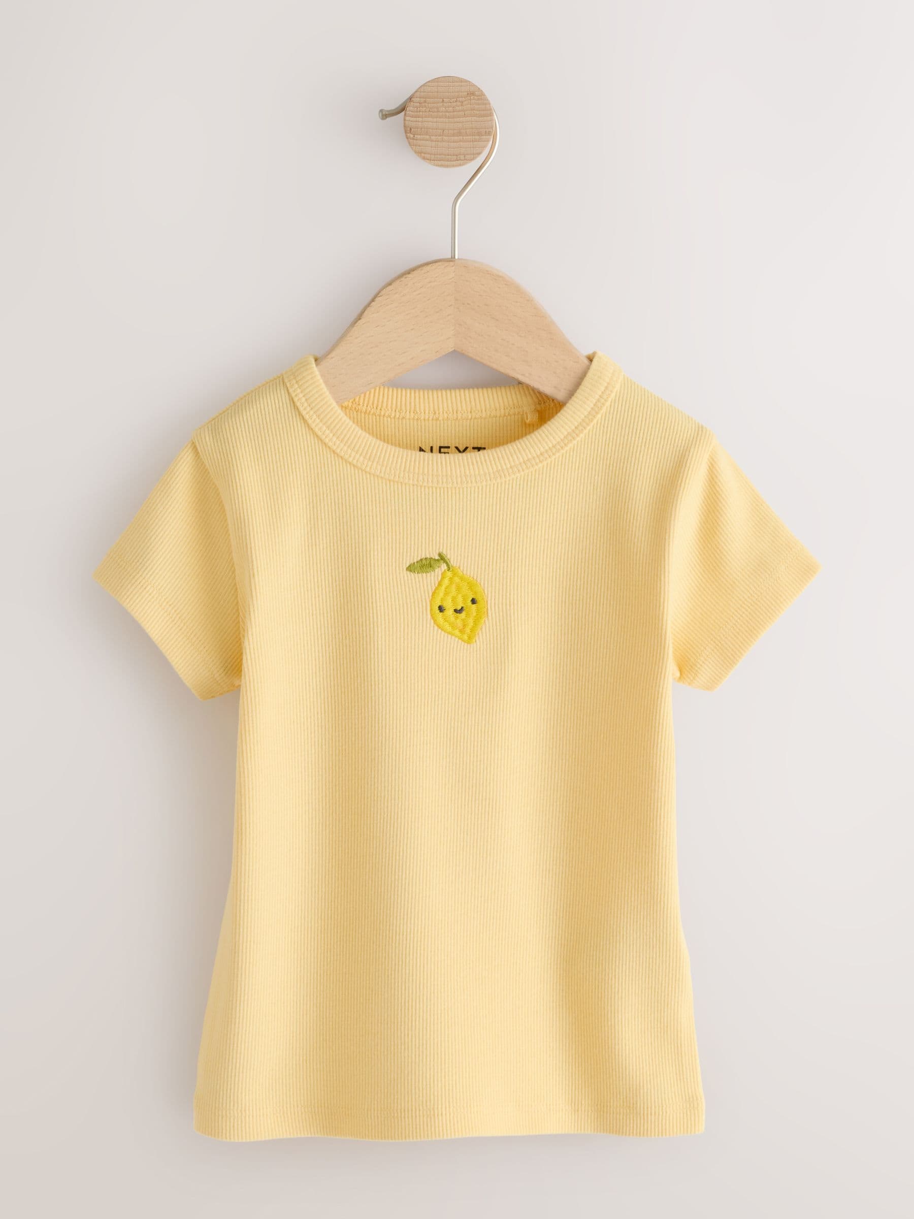 Bright Fruit Ribbed Short Sleeve Tops 5 Pack (3mths-7yrs) - Size 3-6 Months (62-68cm)