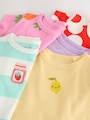 Bright Fruit Ribbed Short Sleeve Tops 5 Pack (3mths-7yrs) - Size 3-6 Months (62-68cm)