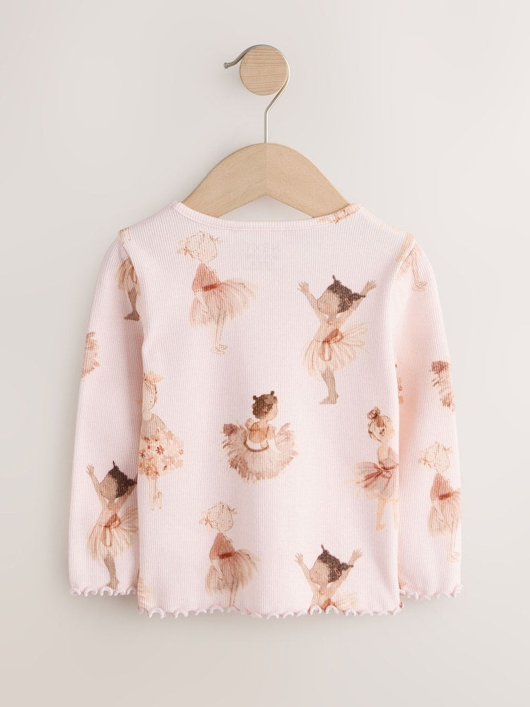 Pink Ballerina Rib Long Sleeve Top (3mths-7yrs)