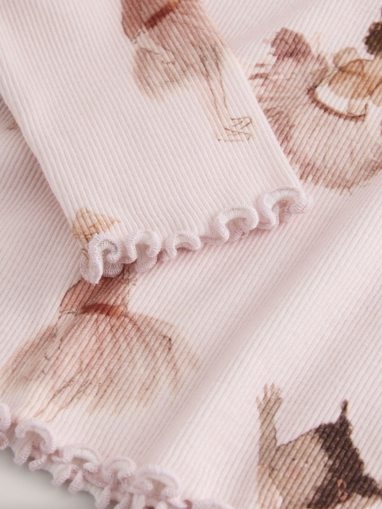 Pink Ballerina Rib Long Sleeve Top (3mths-7yrs)