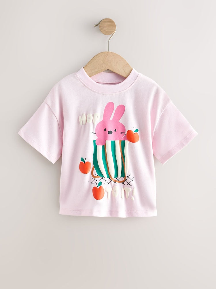 Pink Bunny Short Sleeve T-Shirt (3mths-7yrs)