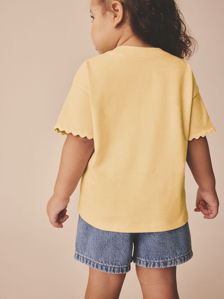 Yellow Short Sleeve Ric Rac Trim T-Shirt (3mths-7yrs)