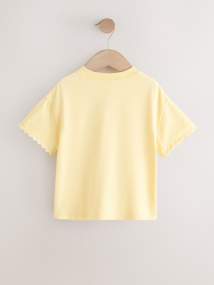 Yellow Short Sleeve Ric Rac Trim T-Shirt (3mths-7yrs)