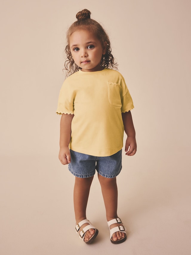 Yellow Short Sleeve Ric Rac Trim T-Shirt (3mths-7yrs) - Size 3-6 Months (62-68cm)