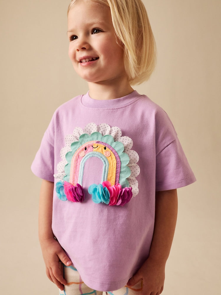 Lilac Purple Rainbow Short Sleeve Top and Leggings Set (3mths-7yrs)