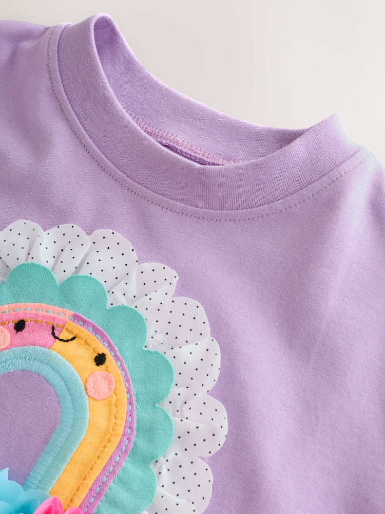 Lilac Purple Rainbow Short Sleeve Top and Leggings Set (3mths-7yrs)