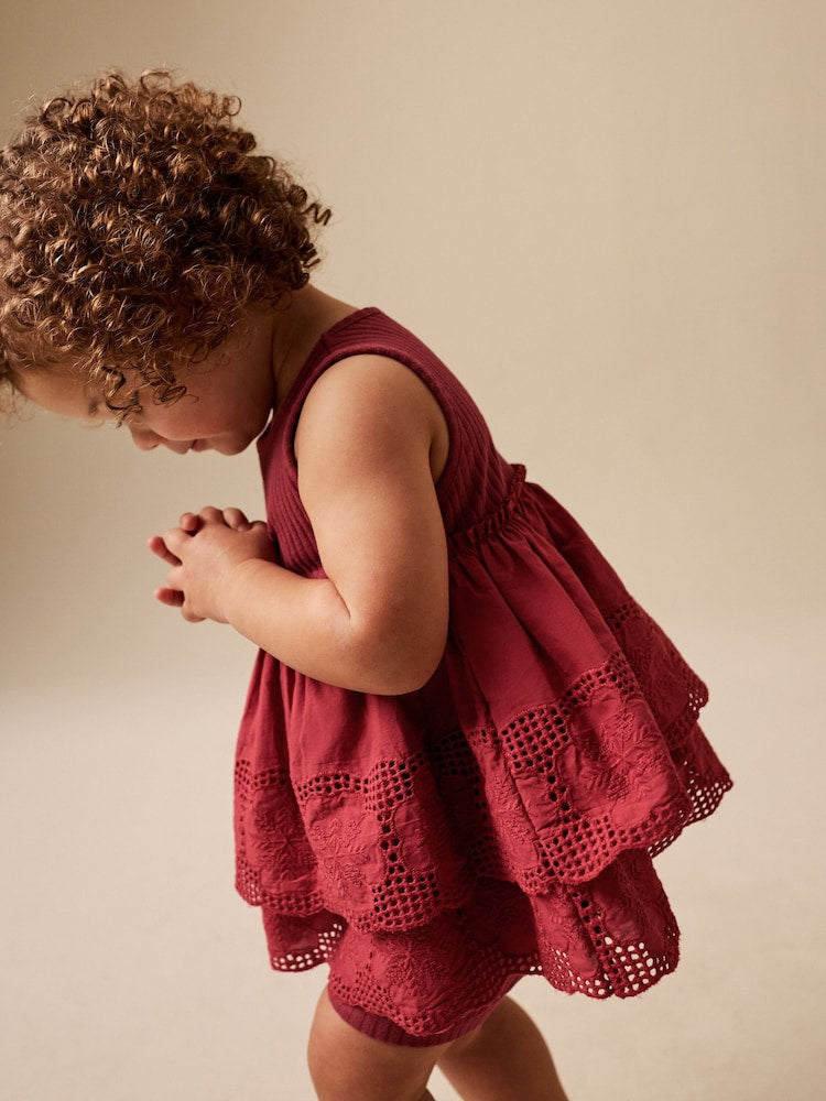 Chocolate Brown Broderie Peplum Vest and Cycle Shorts Set (3mths-7yrs)