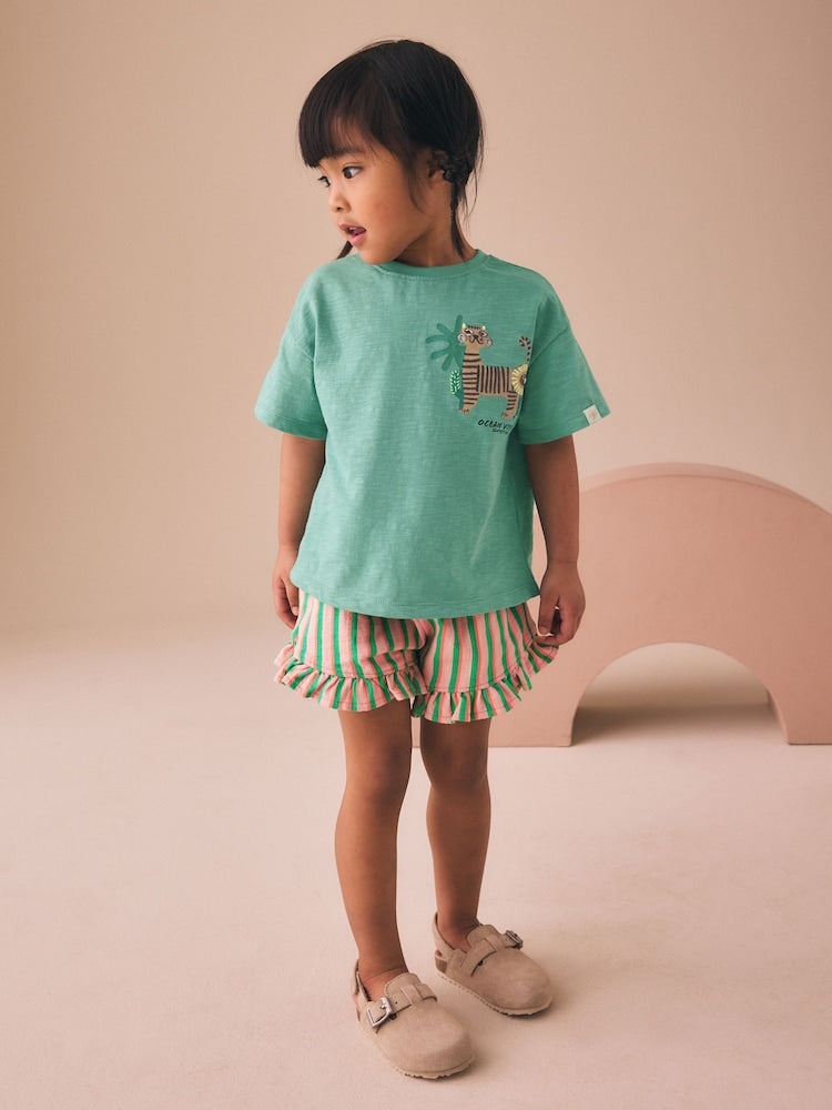 Green Tiger Short Sleeve T-Shirt and Shorts Set (3mths-7yrs)