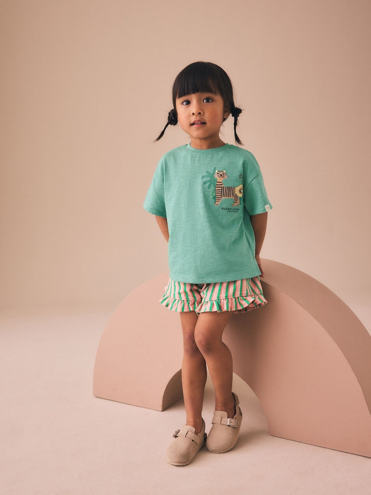 Green Tiger Short Sleeve T-Shirt and Shorts Set (3mths-7yrs)