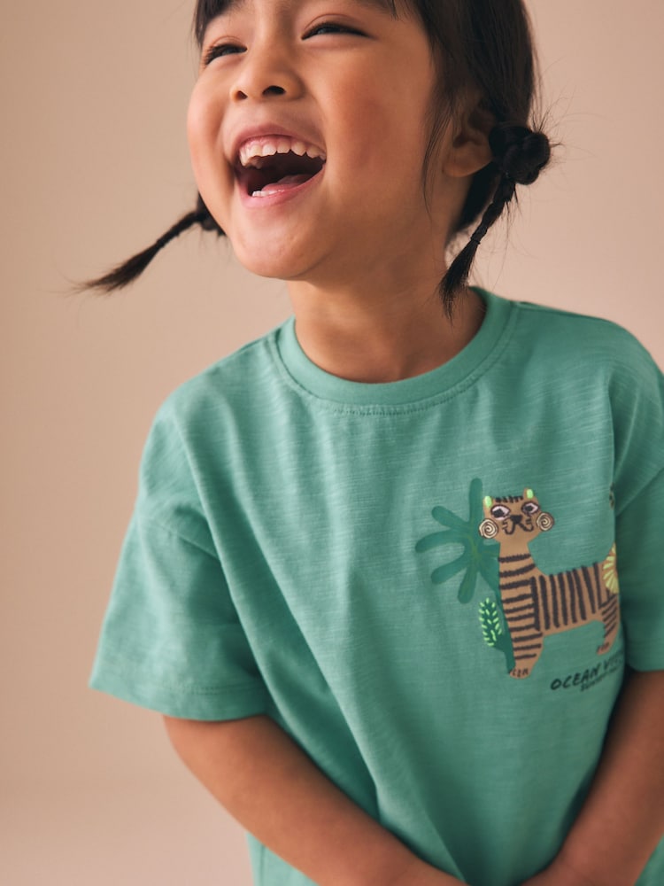 Green Tiger Short Sleeve T-Shirt and Shorts Set (3mths-7yrs)