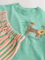 Green Tiger Short Sleeve T-Shirt and Shorts Set (3mths-7yrs) - Size 3-6 Months (62-68cm)