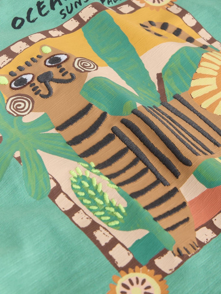 Green Tiger Short Sleeve T-Shirt and Shorts Set (3mths-7yrs)