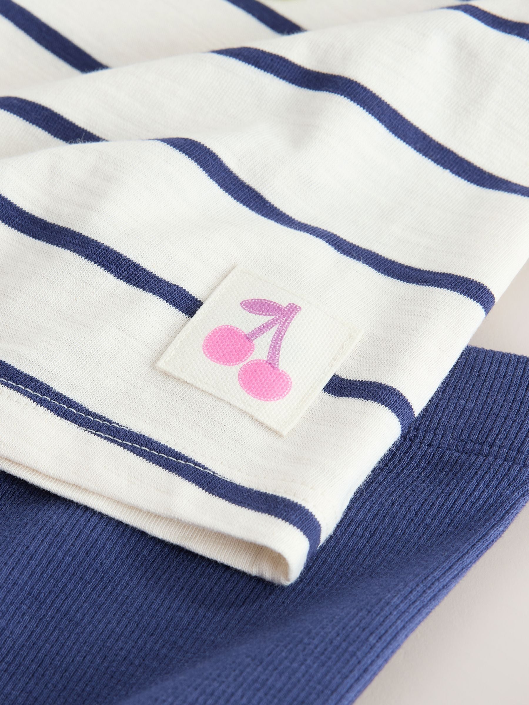 Blue/Ecru Short Sleeve T Shirt and Cycle Shorts Set (3mths-7yrs) - Size 3-6 Months (62-68cm)