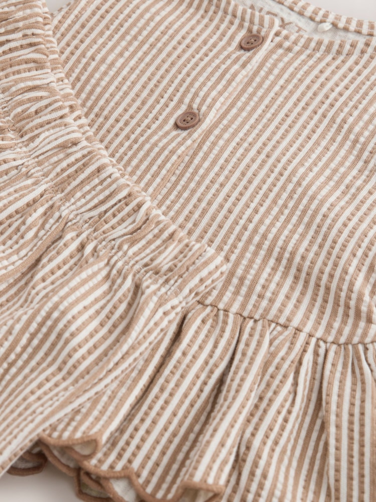 Neutral Stripe Peplum Vest and Wide Trousers Set (3mths-7yrs)