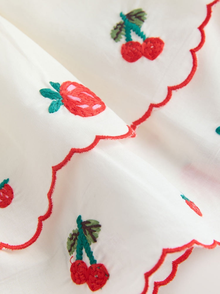 Ecru Berry Embroidery Broderie Peplum Vest and Cycle Shorts Set (3mths-7yrs)