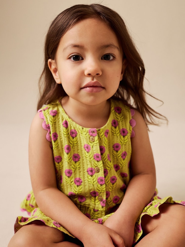 Green/Pink Flower Peplum Vest and Shorts Set (3mths-7yrs)