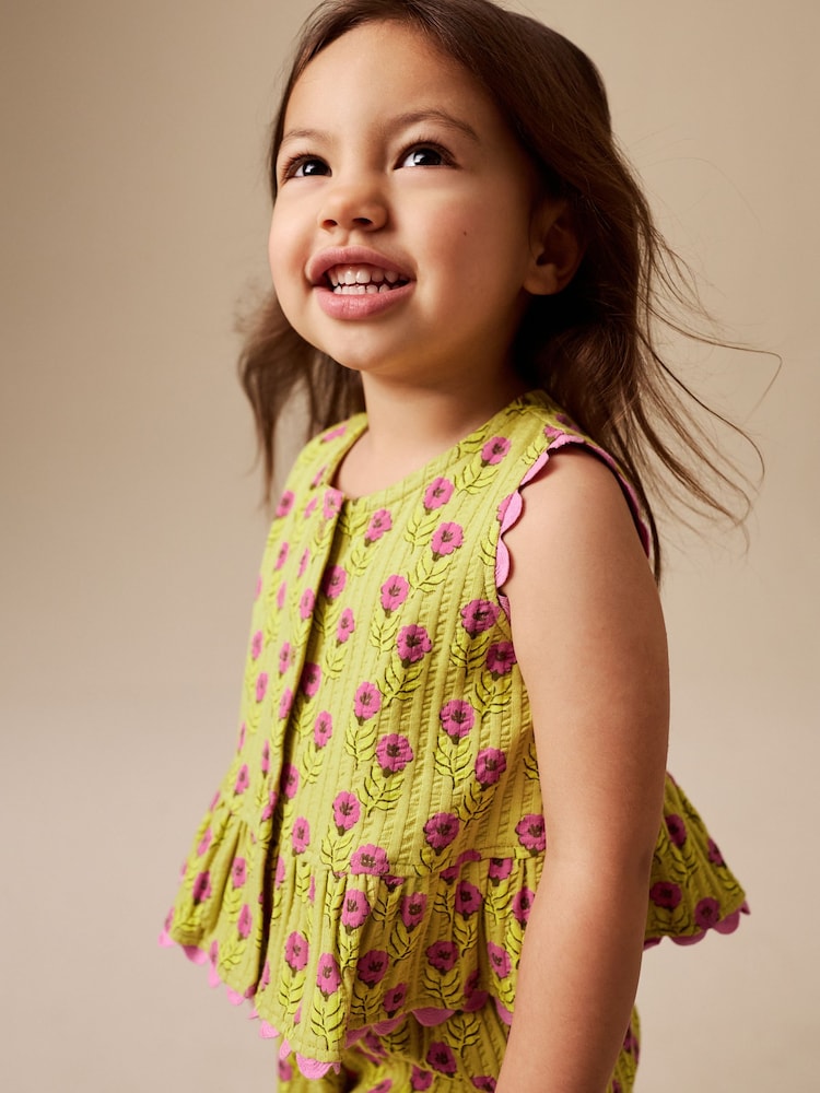 Green/Pink Flower Peplum Vest and Shorts Set (3mths-7yrs)