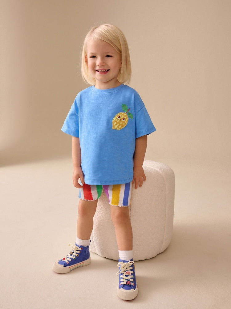 Blue Short Sleeve T-Shirt and Cycle Shorts Set (3mths-7yrs)