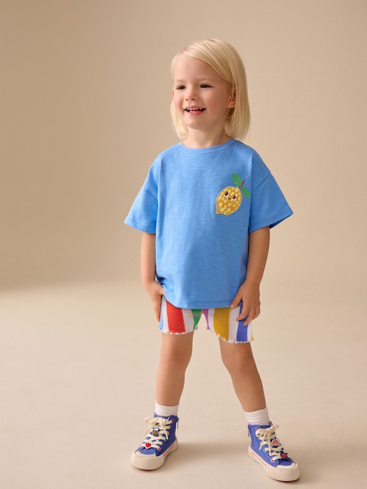 Blue Short Sleeve T-Shirt and Cycle Shorts Set (3mths-7yrs)