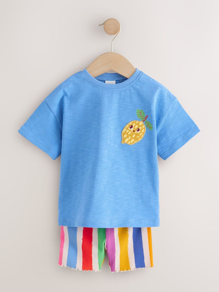 Blue Short Sleeve T-Shirt and Cycle Shorts Set (3mths-7yrs)