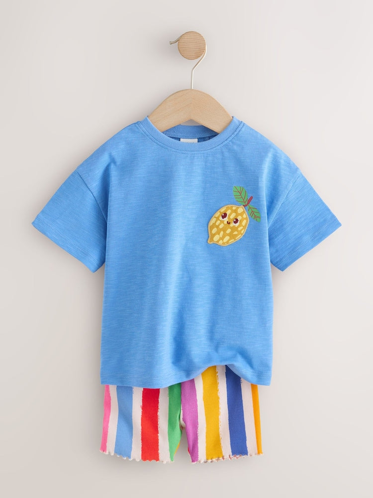 Blue Short Sleeve T-Shirt and Cycle Shorts Set (3mths-7yrs)