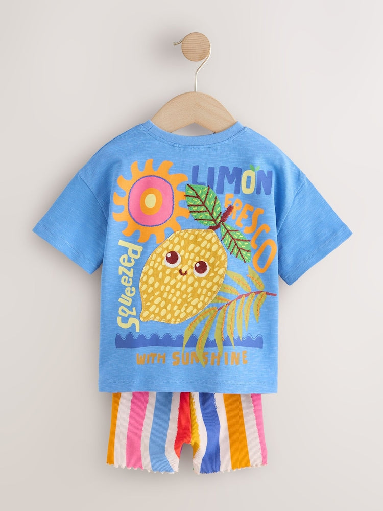 Blue Short Sleeve T-Shirt and Cycle Shorts Set (3mths-7yrs)
