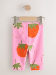 Pink Strawberry Crop Leggings (3mths-7yrs) - Size 3-6 Months (62-68cm)