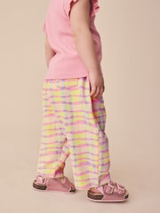 Pink/Yellow Check Barrel Leg Trousers (3mths-7yrs)