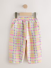 Pink/Yellow Check Barrel Leg Trousers (3mths-7yrs)