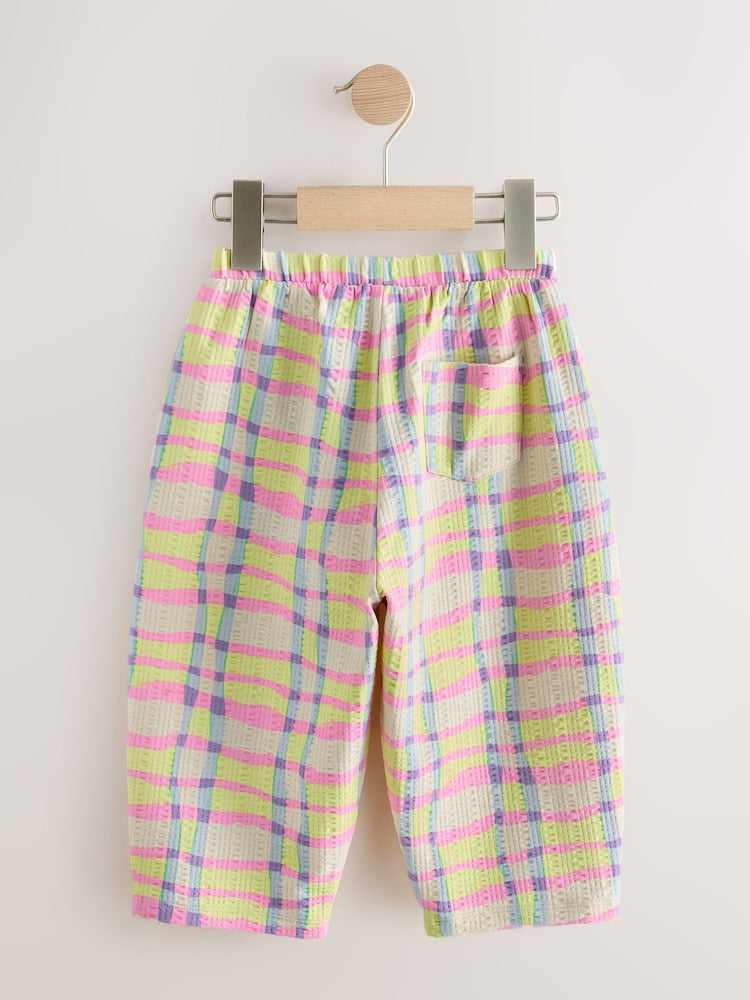 Pink/Yellow Check Barrel Leg Trousers (3mths-7yrs)