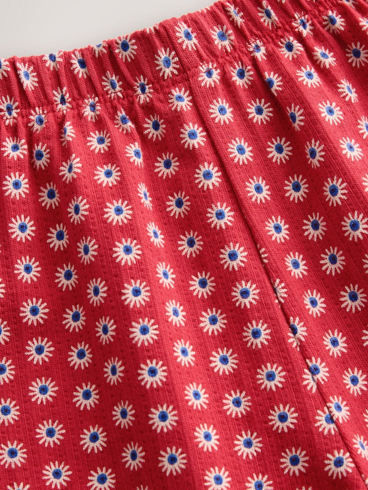 Red Flower Wide Leg Frill Trousers (3mths-7yrs)