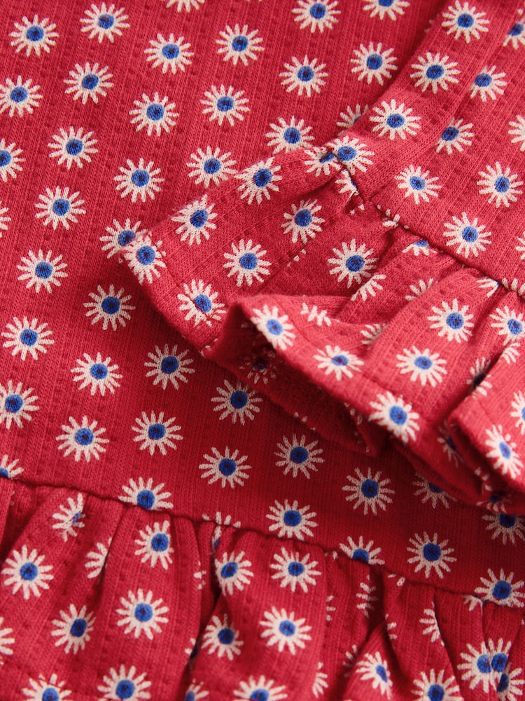 Red Flower Wide Leg Frill Trousers (3mths-7yrs)